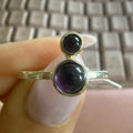 Sterling Silver Double Amethyst Cabochon Ring – Sizes 5, 8 & 9 – Intuition, Balance & Spiritual Protection by Sacred Crystals