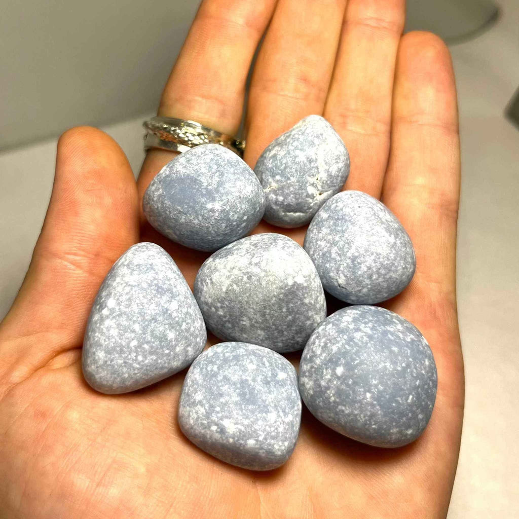 Angelite Tumbled Pocket Stone by Sacred Crystals