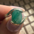 Emerald Ring Size 5 – Natural Oval Emerald in Swirl Sterling Silver by Sacred Crystals