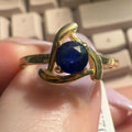 Gold Plated Sterling Silver Sapphire Wave Ring – Sizes 8 & 9 by Sacred Crystals
