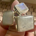 Oversized Rainbow Moonstone Statement Ring – Sterling Silver – Sizes 8 & 9 by Sacred Crystals
