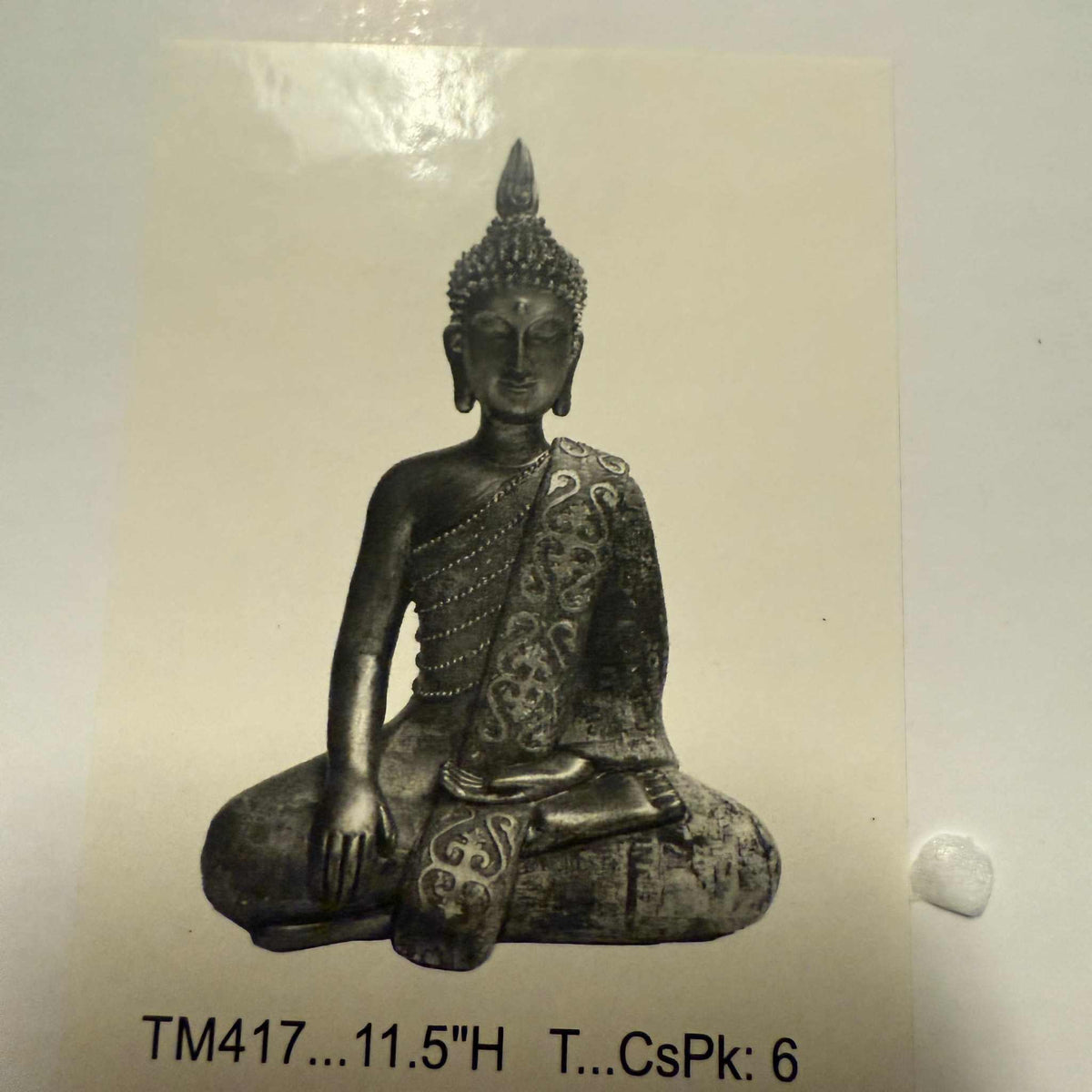 11.5" Buddha Touching the Earth Protection by Sacred Crystals