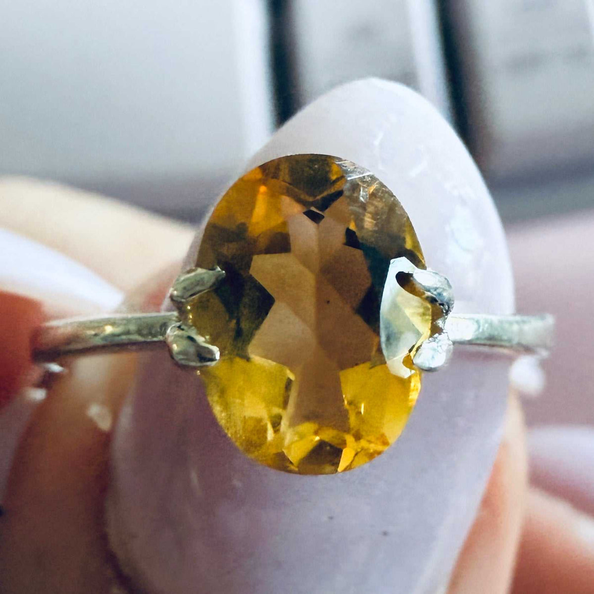 Citrine Oval Solitaire Ring – Sterling Silver – Sizes 5 and 10 by Sacred Crystals