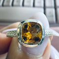 Citrine Cushion-Cut Braided Band Ring – Sterling Silver – Size 8 by Sacred Crystals