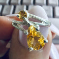 Citrine Dual-Stone Pear Ring – Sterling Silver – Size 5 by Sacred Crystals