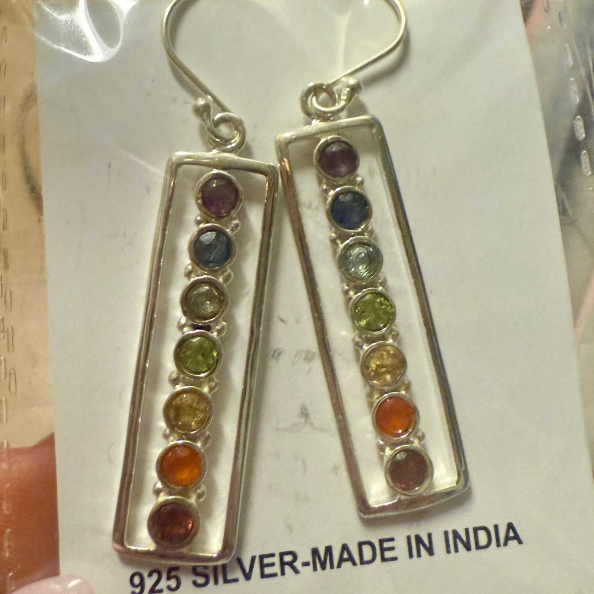Chakra Bar Dangle Earrings – Sterling Silver by Sacred Crystals