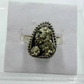 Sterling Silver Bezeled Rough Pyrite Ring - Size 6 - Protective, Abundant & Grounding by Sacred Crystals