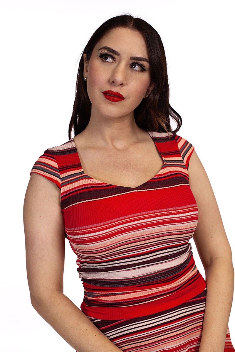 Amelia Dress in Retro Stripes - XS Only by Retrolicious
