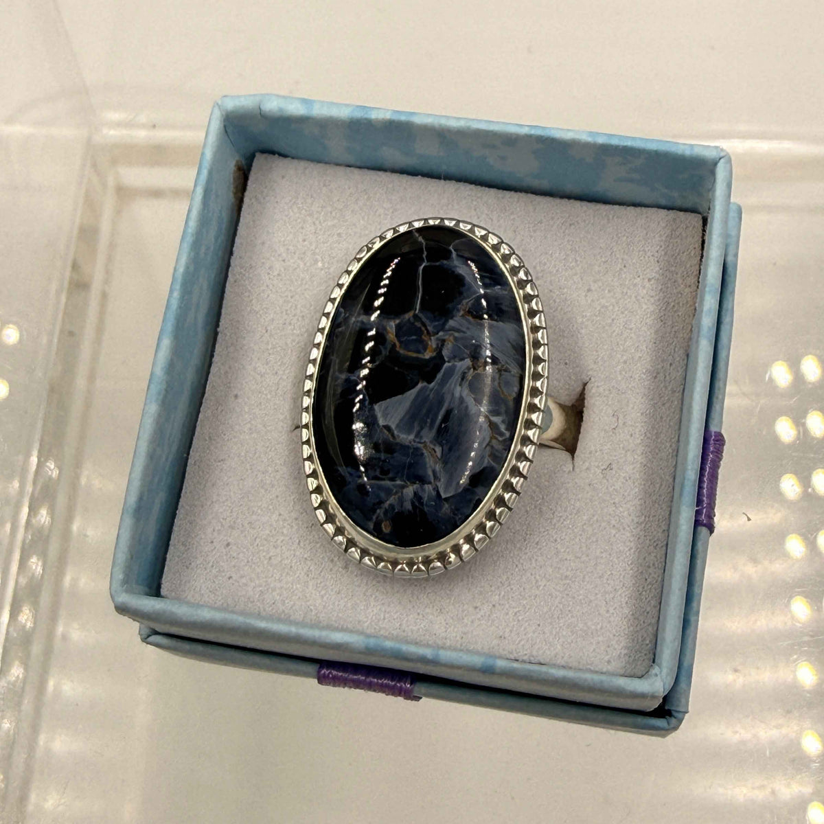 Sterling Silver Bezeled Oval Pietersite Ring - Size 10 - Grounding, Transformative & Insightful by Sacred Crystals