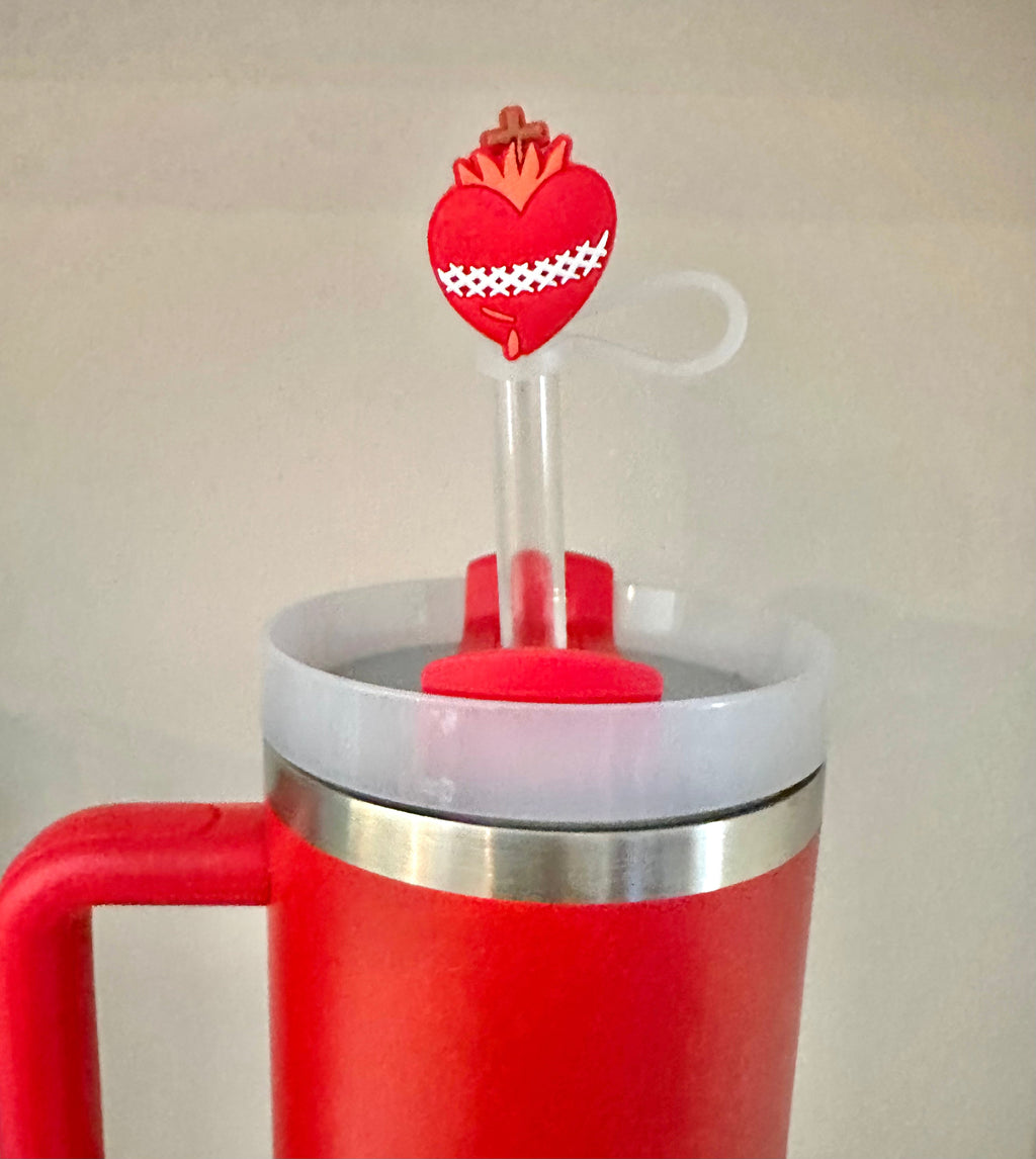 Catholic Straw Toppers: Holy Hearts (a 2 pack!) by Saintly Heart