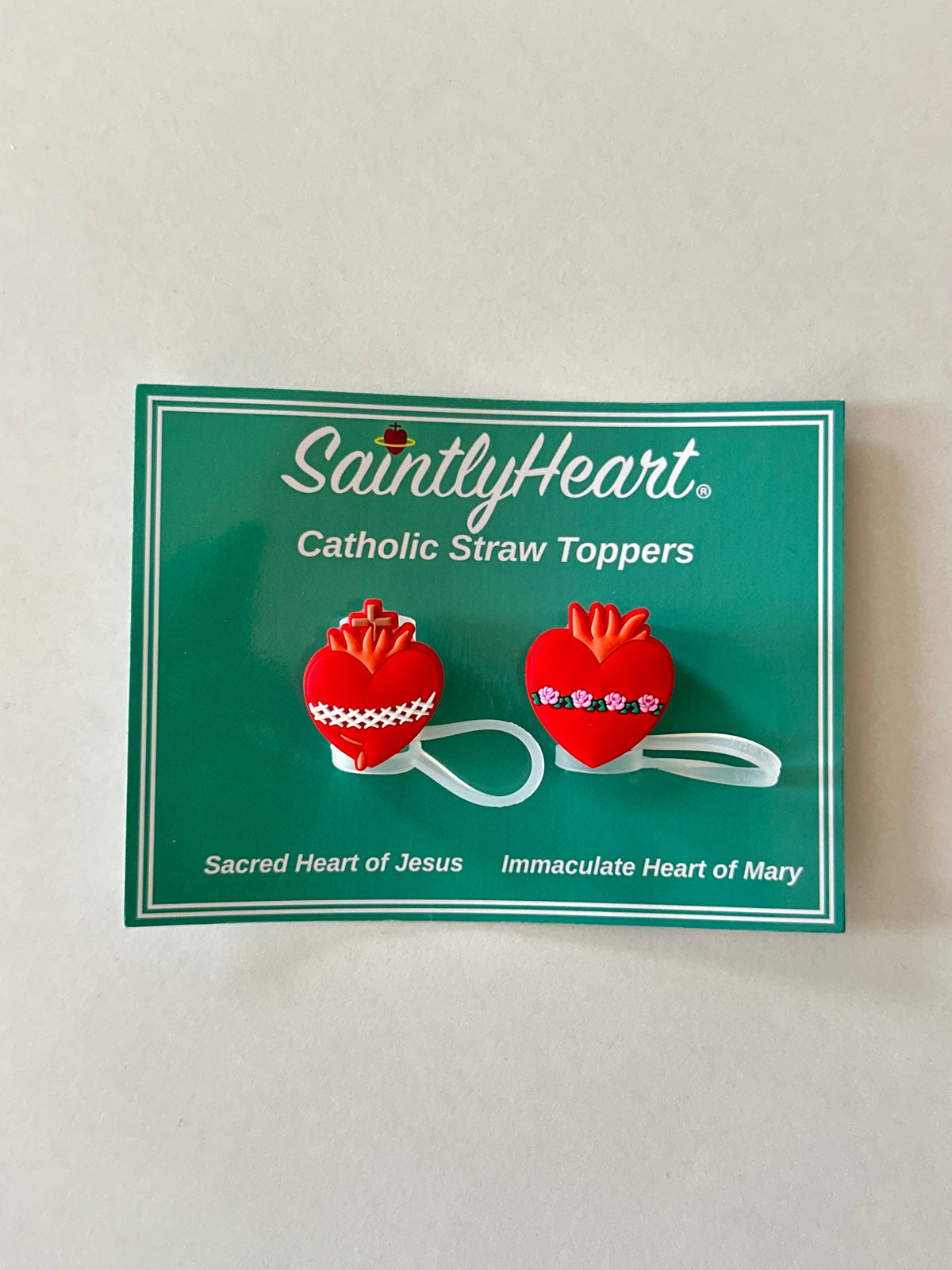 Catholic Straw Toppers: Holy Hearts (a 2 pack!) by Saintly Heart