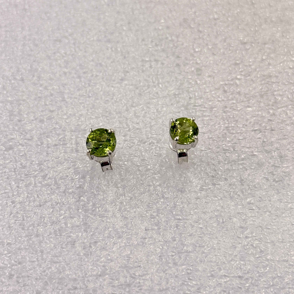 Sterling Silver Round Peridot Post Earrings Size 1 by Sacred Crystals