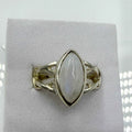 Sterling Silver Rainbow Moonstone Marquise Ring – Size 7 – Intuition, Protection & New Beginnings by Sacred Crystals