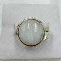 Sterling Silver Rainbow Moonstone Round Bezel Ring – Size 7 – Intuition, Calm & New Beginnings by Sacred Crystals