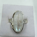 Sterling Silver Rainbow Moonstone Horizontal Oval Ring – Size 8 – Intuition, Emotional Balance & New Beginnings by Sacred Crystals