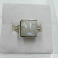 Sterling Silver Rainbow Moonstone Square Ring – Size 8 – Intuition, Inner Clarity & New Beginnings by Sacred Crystals