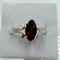 Sterling Silver Marquise Garnet Ring – Size 10 – Passion, Strength & Grounding by Sacred Crystals