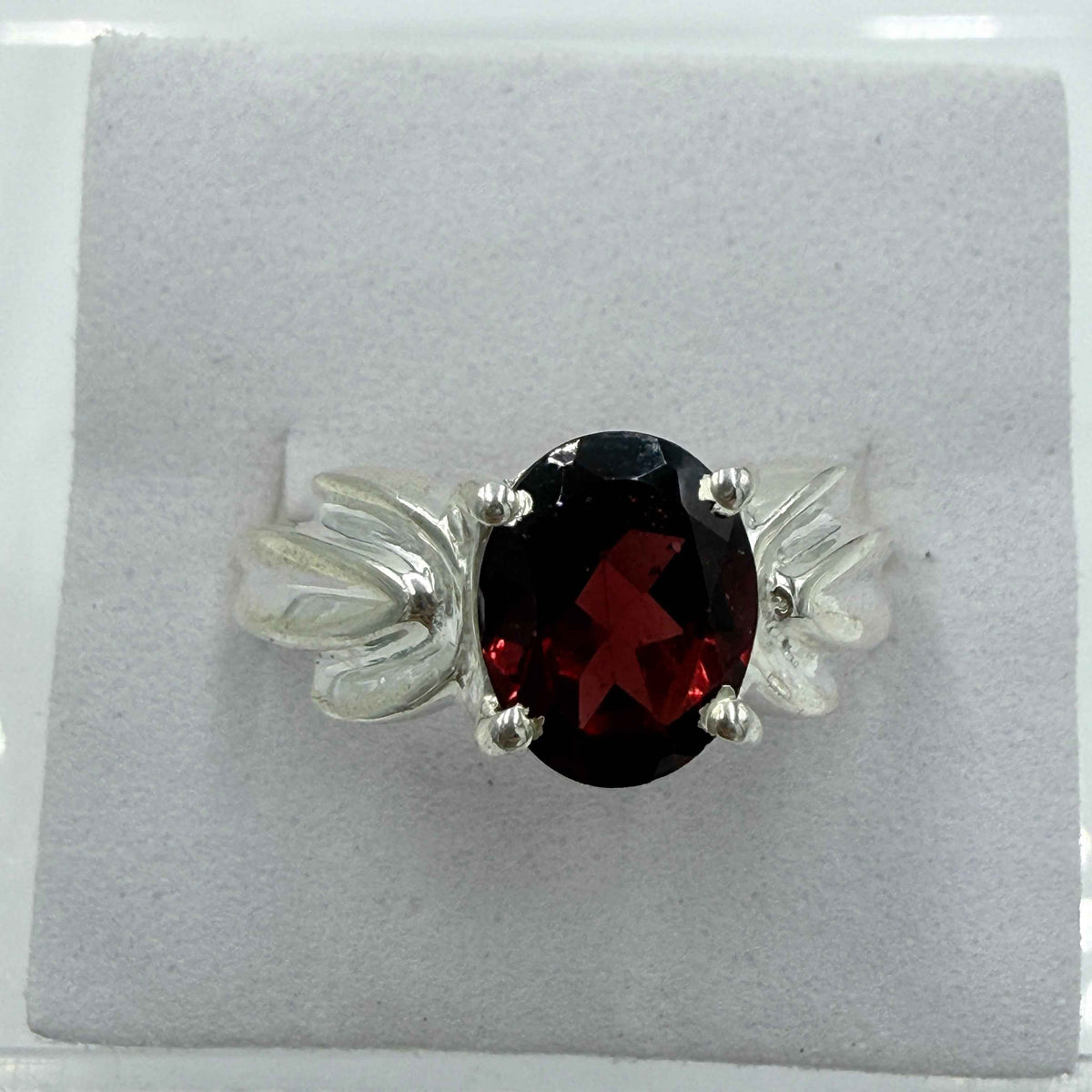Sterling Silver Pineapple Garnet Ring – Size 10 – Passion, Strength & Grounding by Sacred Crystals