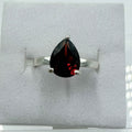 Sterling Silver Pear-Cut Garnet Ring – Size 6 – Passion, Strength & Grounding by Sacred Crystals
