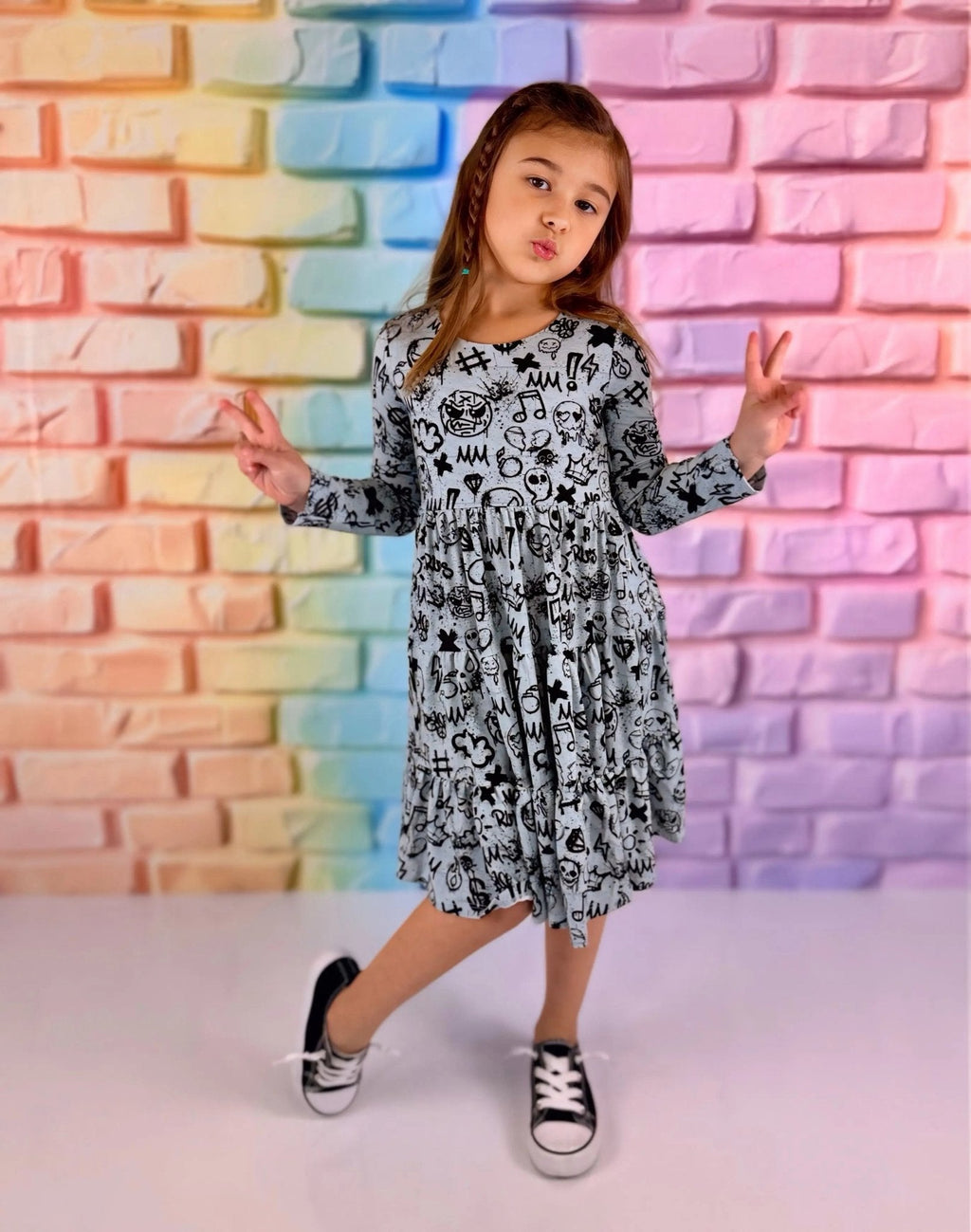 Long Sleeve Twirl Dress & Short Set by Minikin Mischief Clothing Co.