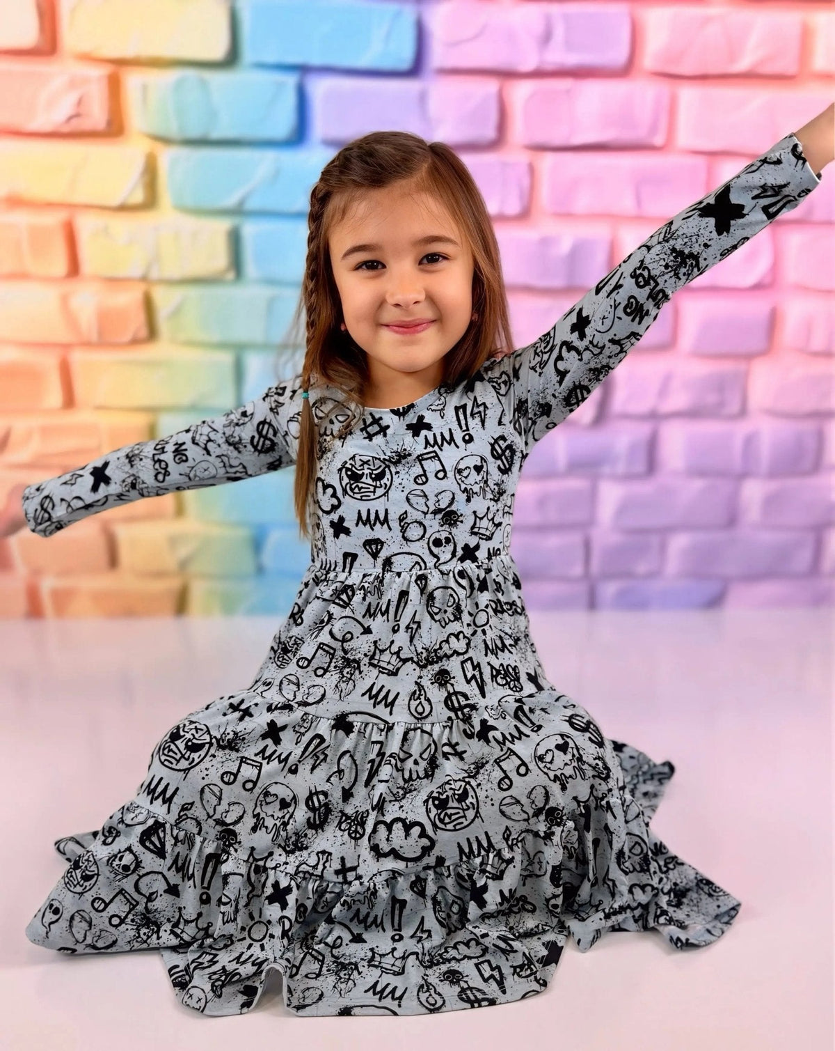 Long Sleeve Twirl Dress & Short Set by Minikin Mischief Clothing Co.