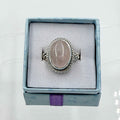 Sterling Silver Rope Banded Oval Rose Quartz - Size 10 - Loving, Soothing & Heart Opening by Sacred Crystals