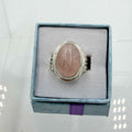 Sterling Silver Pave Banded Oval Rose Quartz - Size 7 - Loving, Soothing & Heart Opening by Sacred Crystals