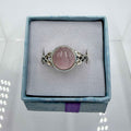 Sterling Silver Leaf Banded Round Rose Quartz - Size 9 - Loving, Soothing & Heart Opening by Sacred Crystals