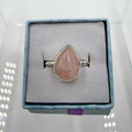 Sterling Silver Teardrop Rose Quartz - Size 9 - Loving, Soothing & Heart Opening by Sacred Crystals