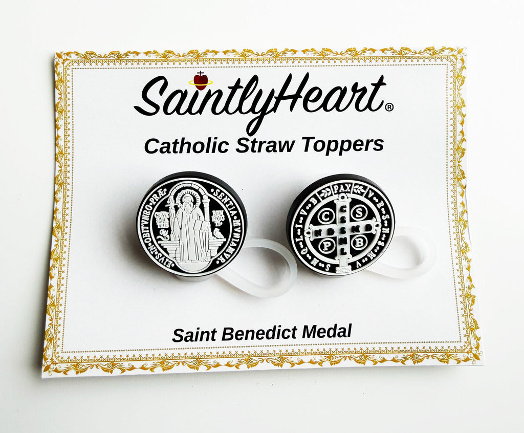 Catholic Straw Toppers: St. Benedict Medal (a 2 pack!) by Saintly Heart