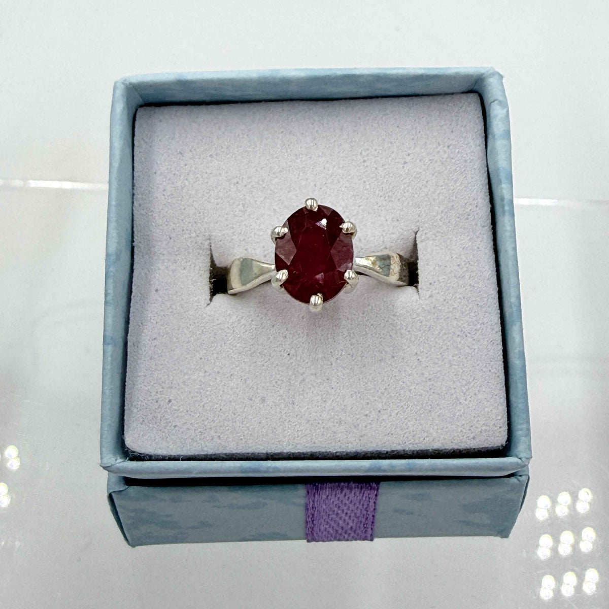 Sterling Silver Faceted Oval Ruby Ring - Size 5 - Passionate, Vital & Empowering by Sacred Crystals