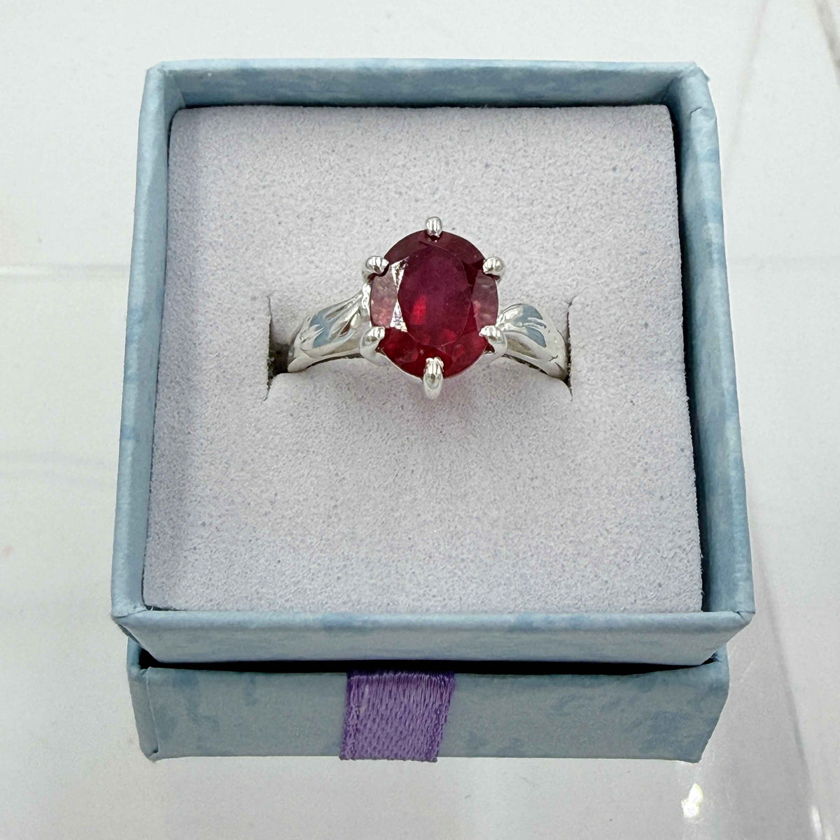 Sterling Silver Faceted Oval Ruby Ring - Size 6 - Passionate, Vital & Empowering by Sacred Crystals