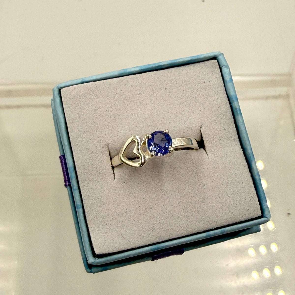 Sterling Silver Heart Tanzanite Ring - Size 7 - Spiritual, Intuitive & Elevated by Sacred Crystals