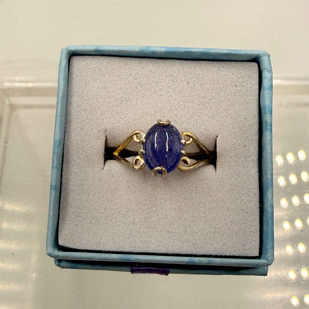 Sterling Silver Flowy Split Banded Oval Tanzanite Ring - Size 8 - Spiritual, Intuitive & Elevated by Sacred Crystals