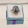 Sterling Silver Cross Banded Terahertz Ring - Size 9 - Healing, Energizing & Cleansing by Sacred Crystals