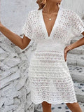 Miss Sparkling Deep v eyelet cover up dress by Miss Sparkling