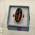 Sterling Silver Oval Spectrolite Ring - Size 10 -Intuition, Protection & Illumination by Sacred Crystals