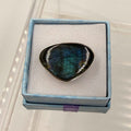 Sterling Silver Triangular Spectrolite Ring - Size 10 -Intuition, Protection & Illumination by Sacred Crystals