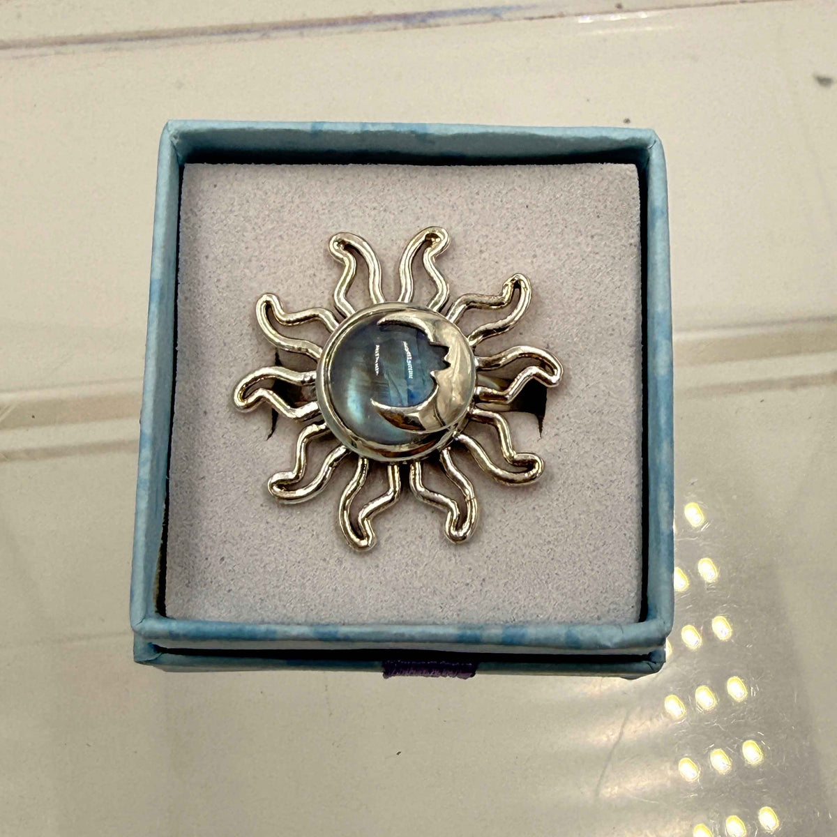 Sterling Silver Sun & Moon Moonstone Ring - Size 10 - Intuitive, Balance & Serenity by Sacred Crystals