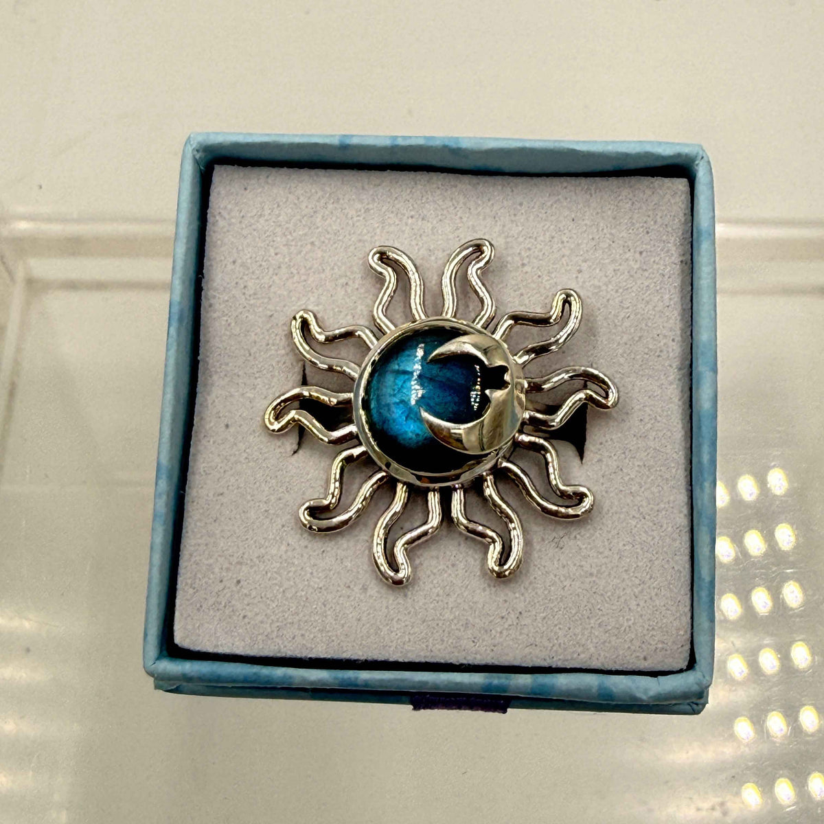 Sterling Silver Sun & Moon Labradorite Ring - Size 6 - Intuitive, Protective & Transformative by Sacred Crystals