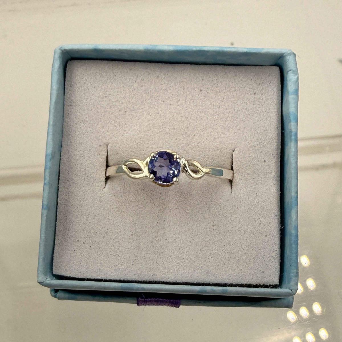 Sterling Silver Double Swirl Round Tanzanite Ring - Size 10 - Spiritual, Intuitive & Elevated by Sacred Crystals