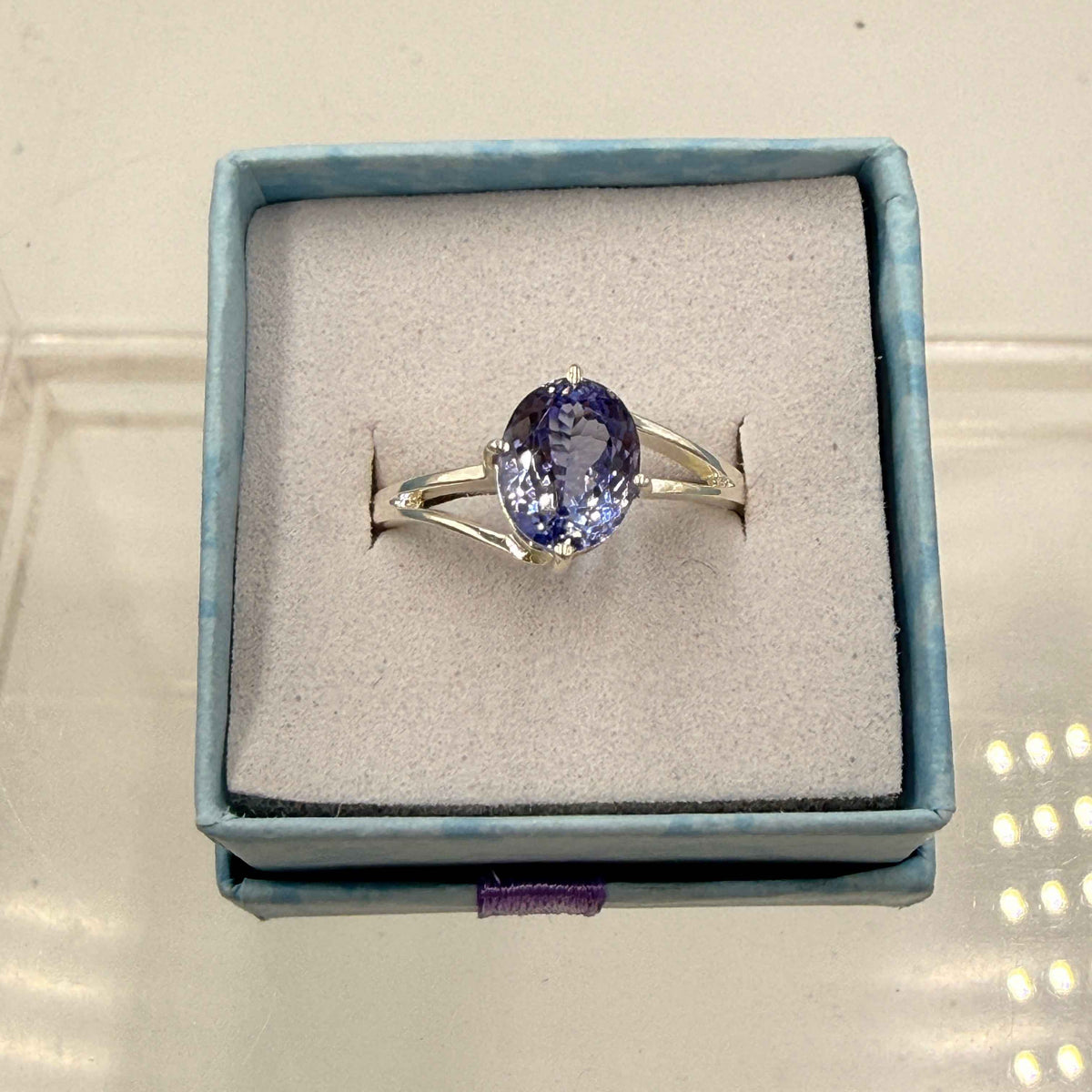 Sterling Silver Split Banded Oval Tanzanite Ring - Size 10 - Spiritual, Intuitive & Elevated by Sacred Crystals
