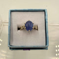 Sterling Silver Leaf Banded Oval Tanzanite Ring - Size 6 - Spiritual, Intuitive & Elevated by Sacred Crystals