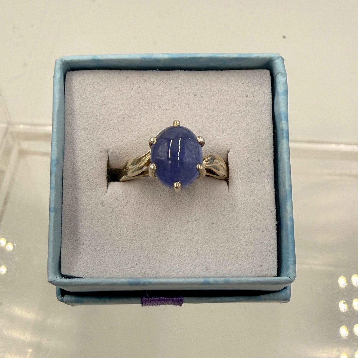 Sterling Silver Leaf Banded Oval Tanzanite Ring - Size 6 - Spiritual, Intuitive & Elevated by Sacred Crystals
