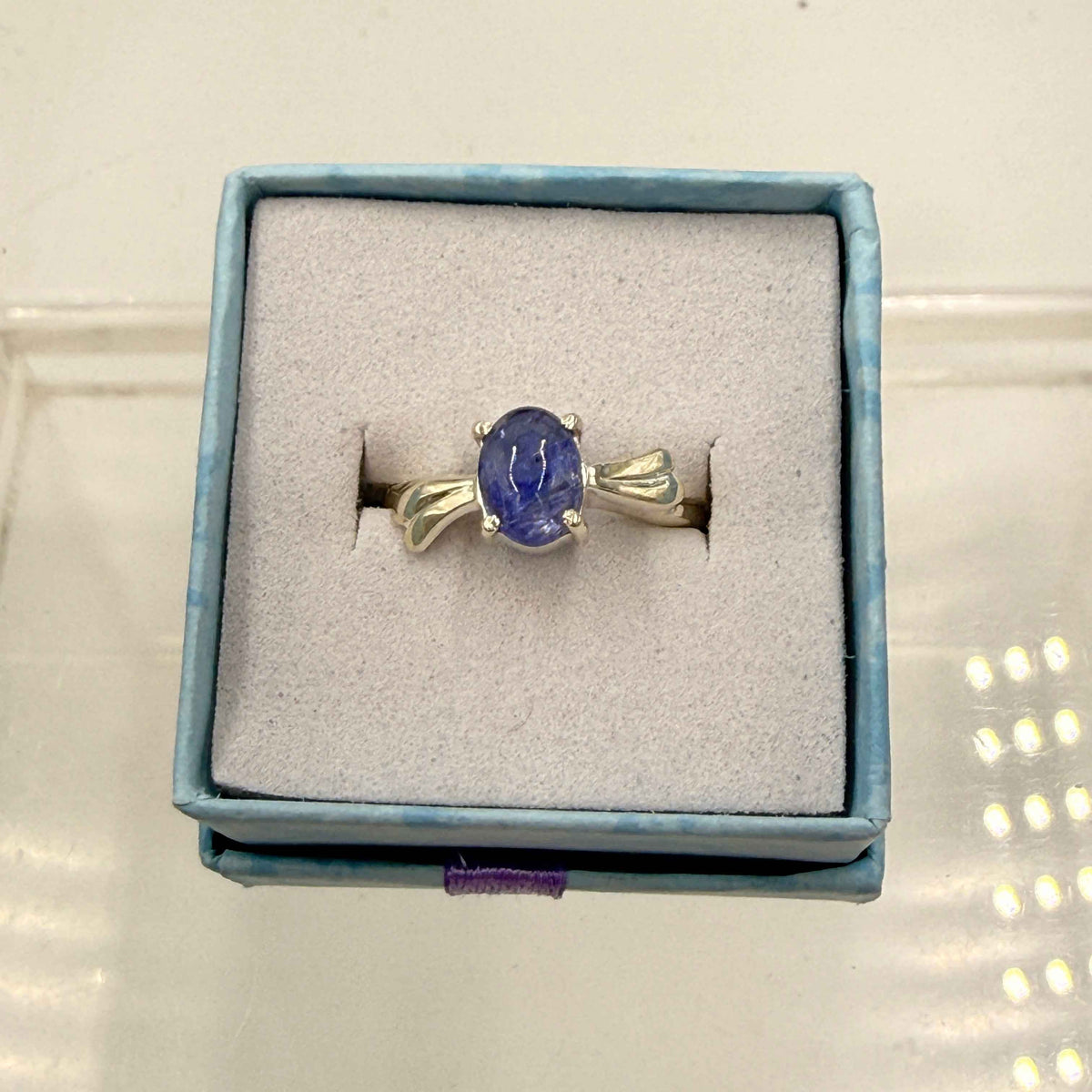 Sterling Silver Flowy Band Oval Tanzanite Ring - Size 6 - Spiritual, Intuitive & Elevated by Sacred Crystals