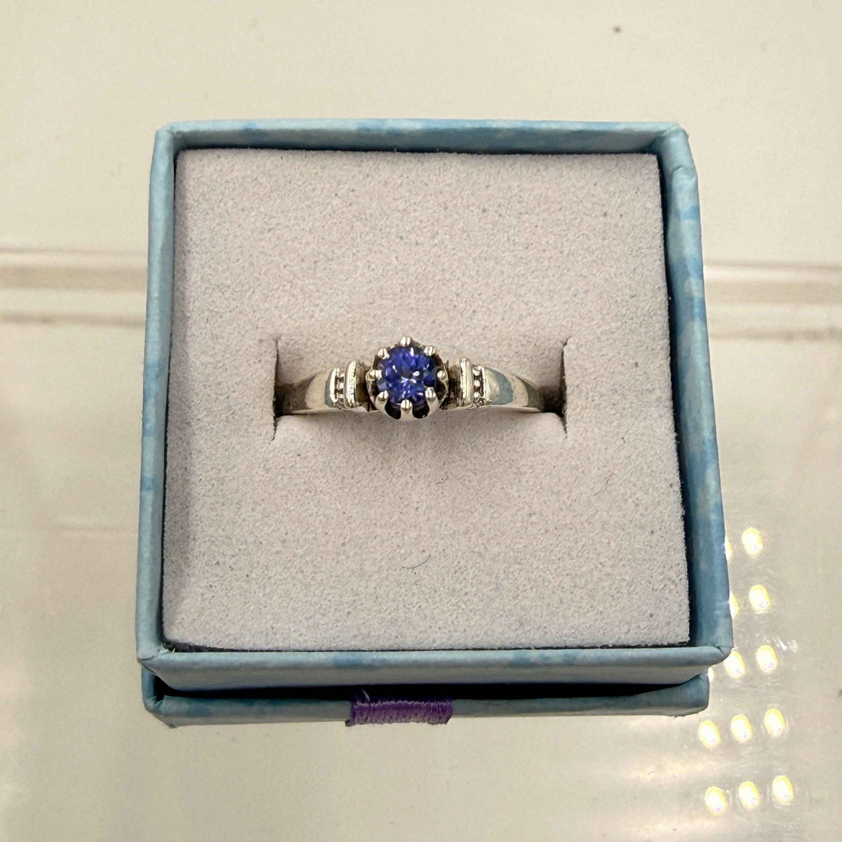Sterling Silver Crown Set Round Tanzanite Ring - Size 6 - Spiritual, Intuitive & Elevated by Sacred Crystals
