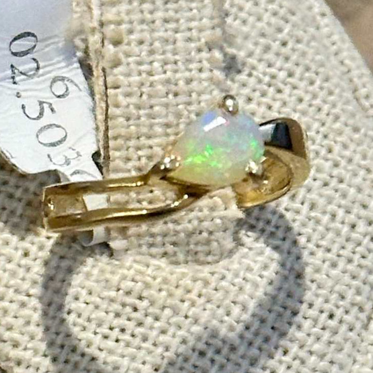 Ethiopian Opal Pear Twist-Band Ring – Gold Filled – Size 6 by Sacred Crystals