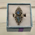 Sterling Silver Double Teardrop Celestial Labradorite Ring - Size 10 - Intuitive, Protective & Transformative by Sacred Crystals