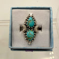 Sterling Silver Double Teardrop Celestial Turquoise Ring - Size 7 - Protective, Calming & Communicative by Sacred Crystals
