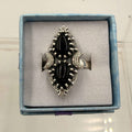 Sterling Silver Double Teardrop Celestial Black Onyx Ring - Size 9 - Protective, Grounding & Stabilizing by Sacred Crystals